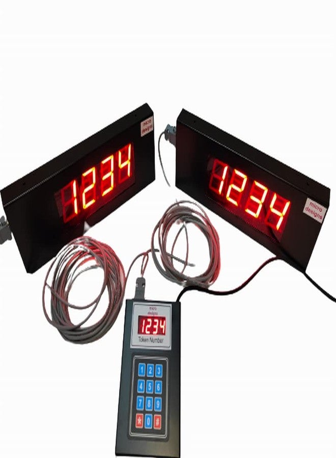 micro designs 4-digit Token Display System with two displays with DING DONG BELL sound; Fully metal body; 5 m + 5 m cable - Image 1
